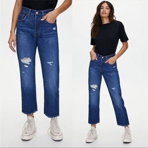 Levi's 501 Crop Straight Leg Distressed Jeans in Market Grammar Wash Sz 25 NWOT